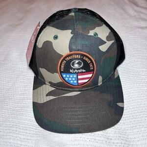 New Kubota Tractors Camo Trucker Hat American Flag Since 1972 Adjustable